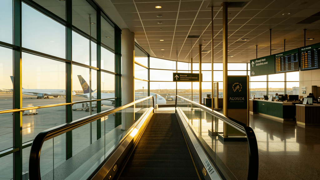 Modern airport terminal with clear navigation